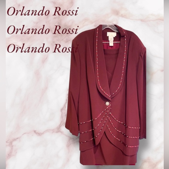 🌻 ORLANDO ROSSI 2pc Women’s Skirt Suit Plus Sz: 26 Vintage“Rare Find” Plum EUC - Picture 1 of 12